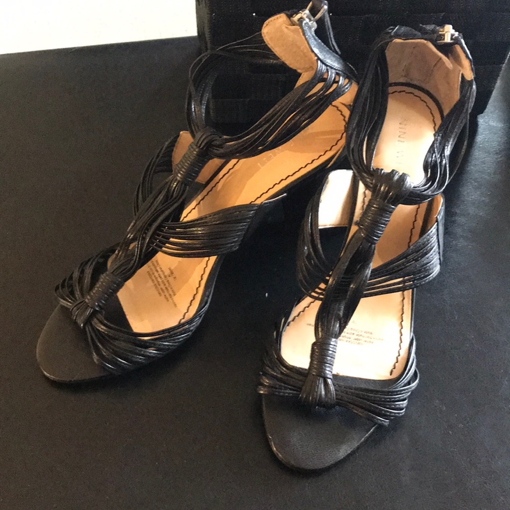 Nine West strappy black heels. Sexy and fun size 7